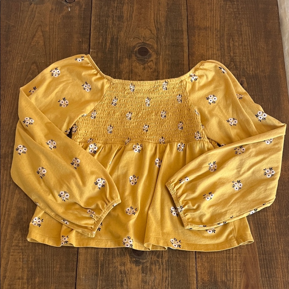 Old Navy Mustard Floral Blouse